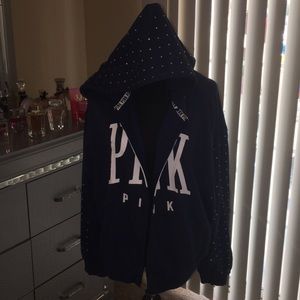 Blue Navy bedazzled PINK sweater